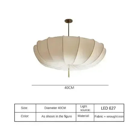Suspension lumineuse moderne plissée beige clair lumière froide neutre chaude salon chambrehôtel