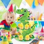 supports cupcakes dinosaures feuilles vert gris anniversaire jungle enfant thème jurassique festive occasionnels