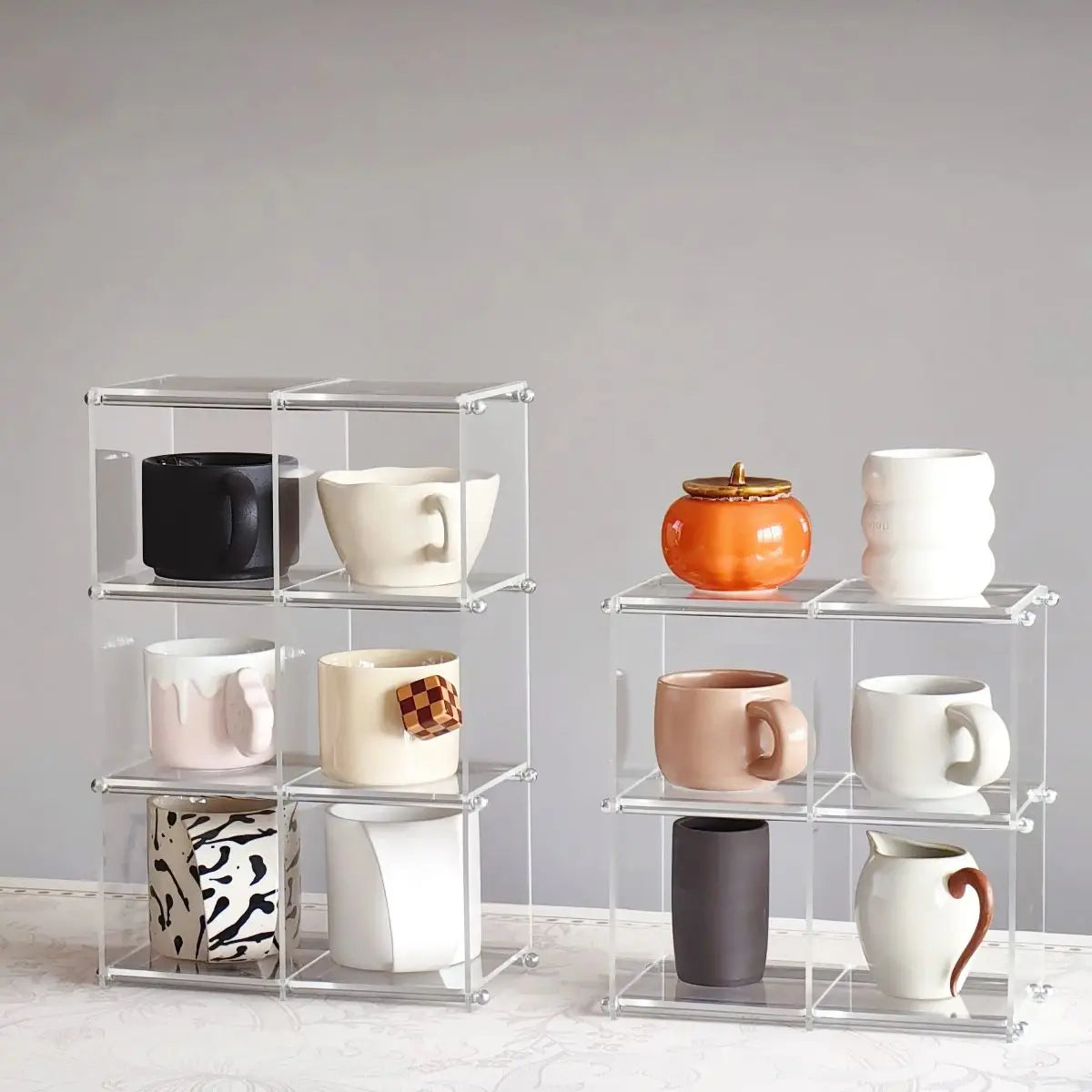 présentoir rangement tasses transparent moderne cuisine support minimaliste pieds accessoires pot gâteau