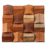 panneau décoratif bois cubes géométriques moderne marron clair foncé autocolant 3d