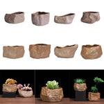 pots plantes succulentes céramique forme pierre drainage moderne naturel opaque marron rocheux
