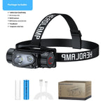 lampe frontale led rechargeable usb 18650 21700 batterie ion lithium blanc rouge camping pêche