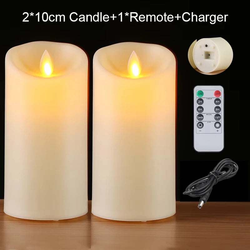 bougies led rechargeables sans flamme trois tailles imitation cire blanc crème télécommande