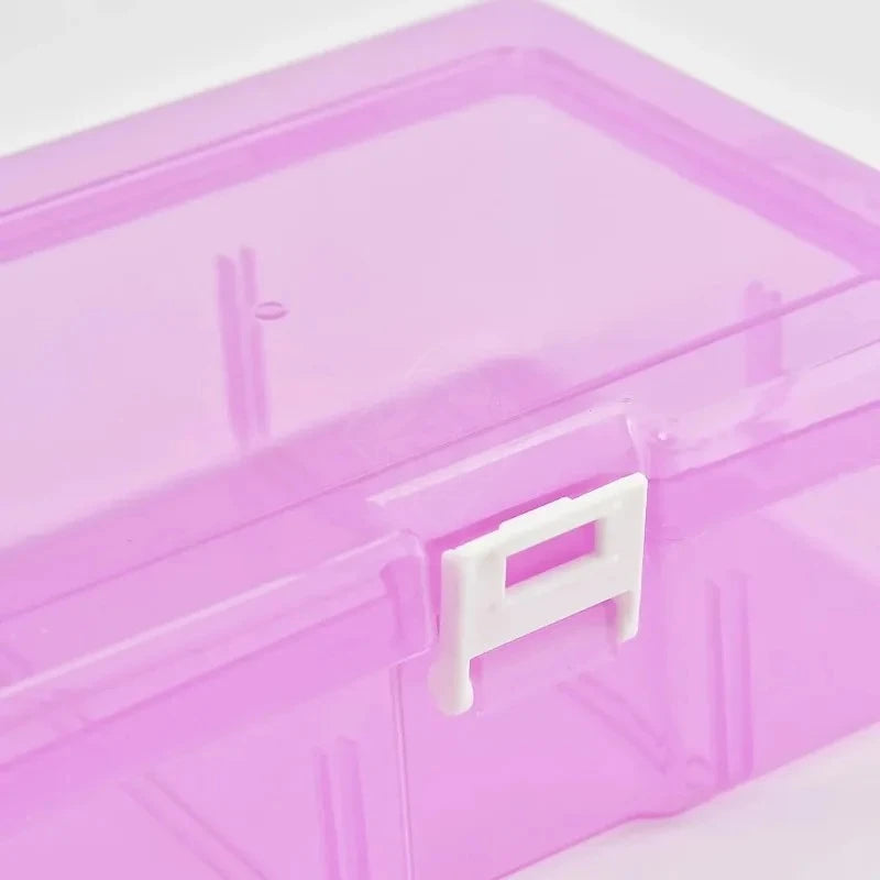 Boîte de rangement plastique transparente rose pour cosmétiques