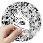 sticker kawaii noir blanc animaux personnages adhésif waterproof détachable journal scrapbookDecoration DIY craftCartoon