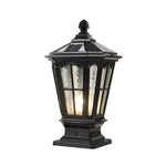 lampadaire solaire or noir classique verre transparent fenêtres rustique manoir panneau solaire led