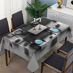 nappe imperméable rectangulaire moderne géométrique gris noire réutilisable polyester table fête salle manger