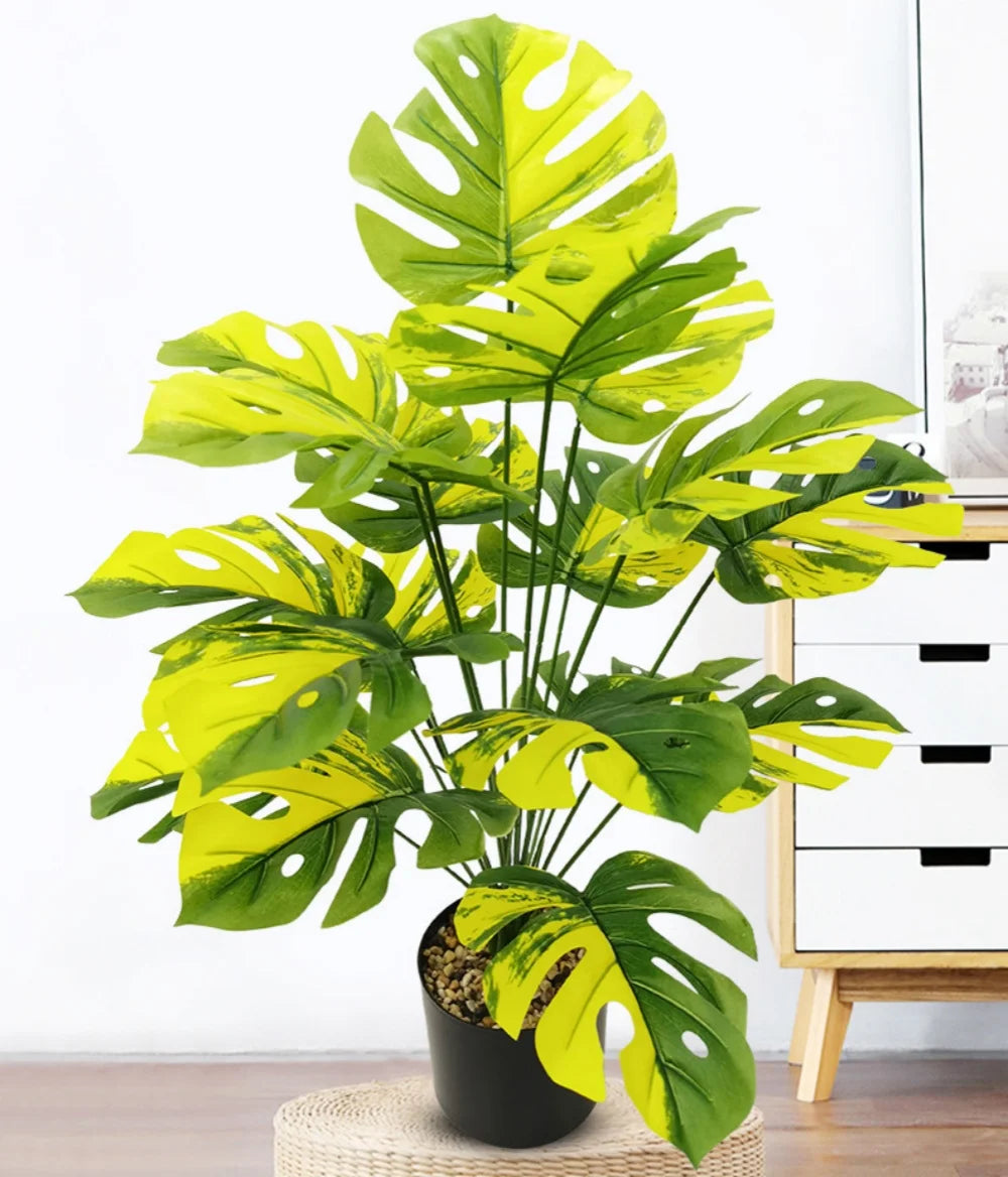 plantes artificielles bonsaï moderne grande taille feuilles vertes blancs ornement designintérieur chambre decoration festive