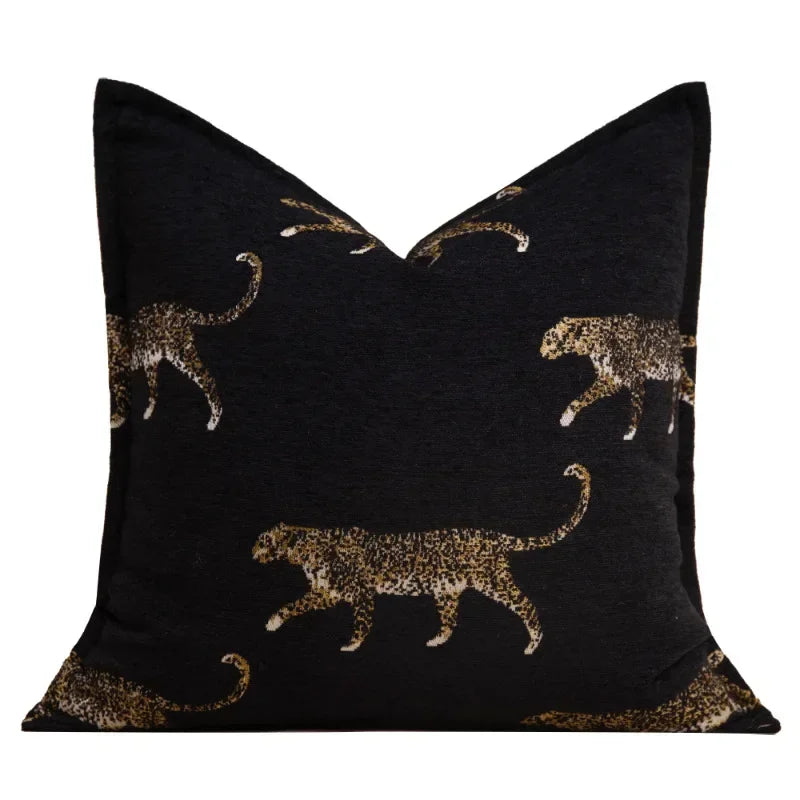 coussins imprimés animaux tigre léopard noir contemporains décoratifs sofa chaise voiture 50x50cm 45x45cm
