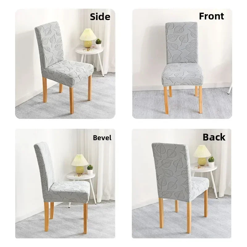 housse chaise extensible motif feuilles gris moderne salle manger salon mariage