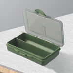 boîte pêche compartiments vert gris plastique lisse pratique compact poignée