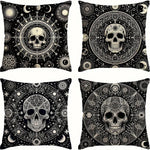 taies d'oreiller gothiques crânes étoiles noires blanches maison lit 45x45cm polyester peachskin