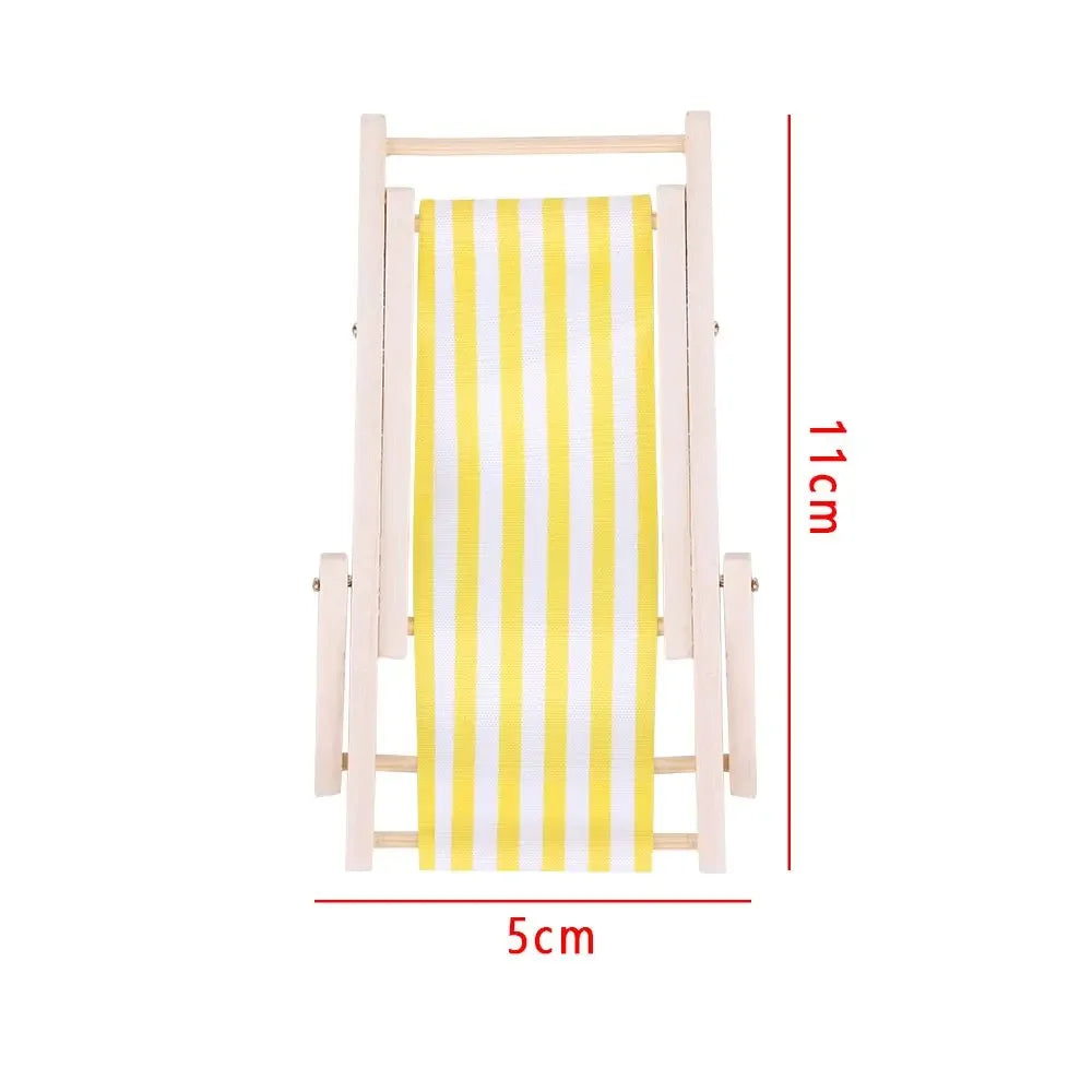chaise longue miniature pliante rayures horizontales moderne bois rouge blanc bleu blanc jaune blanc
