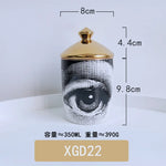 boîtes bougies parfumées art déco moderne vintage illustrations visages géométriques 350ml