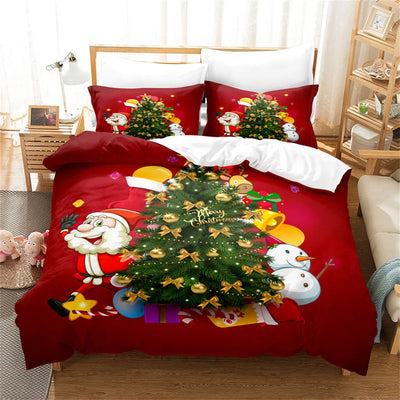 Housse de couette Reine des neige rouge et or sur lit