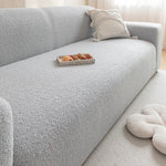 Housse canapé bouclée blanc cassé moderne anti poussière ruban adhésif lavable machine 90 300cm