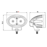 projecteur led ovale noir bleu lumière industrielle utilitaire fentes refroidissement support métallique serre joint