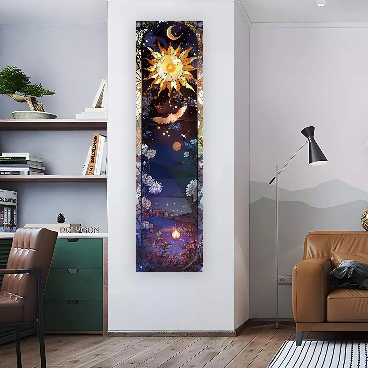 tapisserie vintage fleurs sauvages motif champignons multicolore deco murale salon entrée polyester rectangle