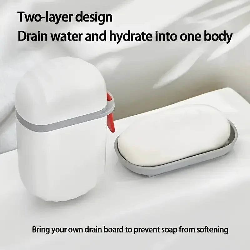 porte savon transparent moderne boîte couvercle plateau drainage gris rouge pratique salle bain