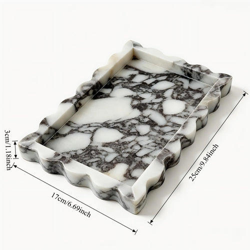 plateau rangement marbre moderne blanc gris organisation bijoux décoration intérieure 25cm 17cm
