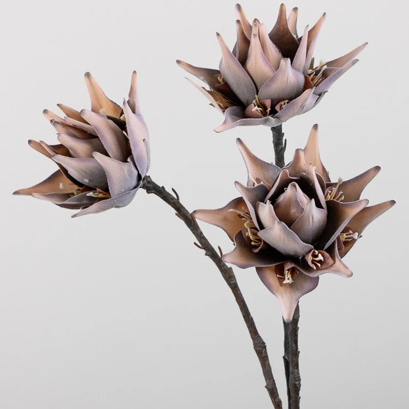fleurs artificielles protea king violet vert blanc rouge decoration mariage anniversaire intérieur naturel