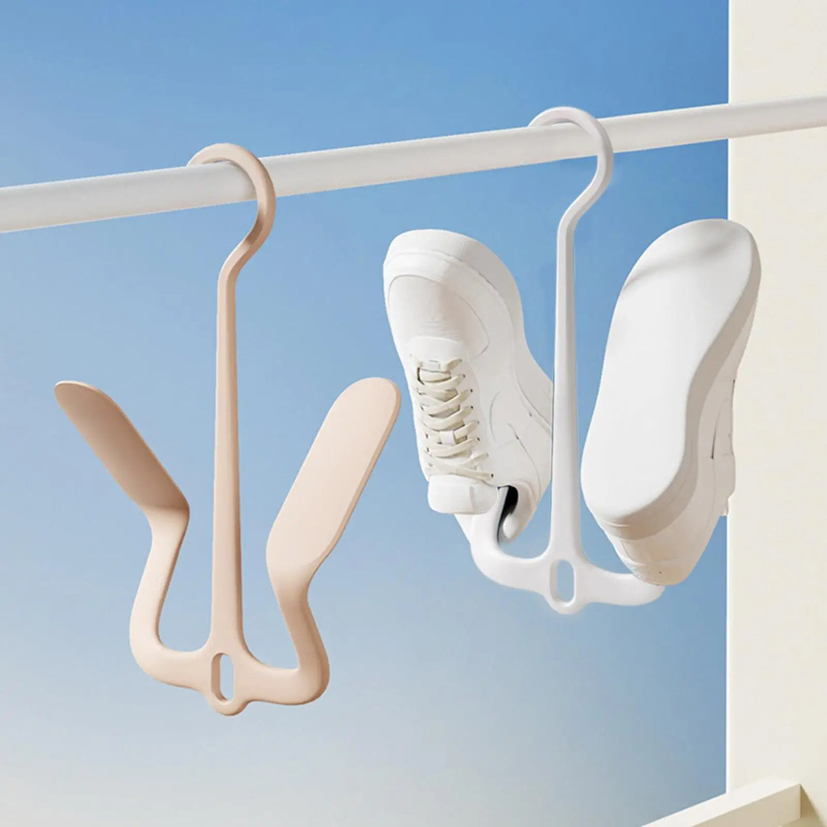 porte souliers moderne minimaliste plastique blanc beige accueil