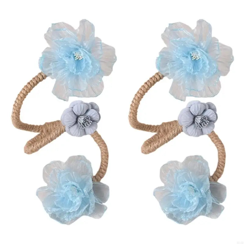 boucles rideau violet rose bleu clair blanc fleurs tulle noeuds corde opaques décoratifs