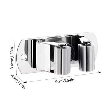 porte balai support mural acier inoxydable chrome moderne garage rangement