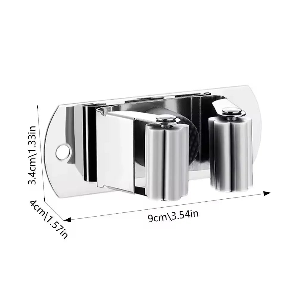 porte balai support mural acier inoxydable chrome moderne garage rangement