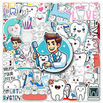 stickers dentaires mignon brosse dents dentifrice dessin animé bleu blanc rose vert noir gris