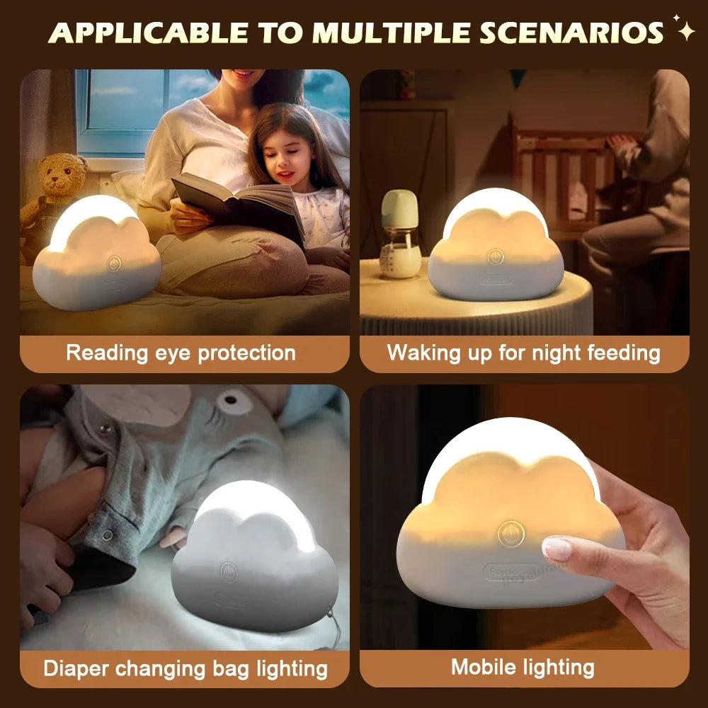 lampe nuit nuage blanche bleu rechargeable usb moderne minimaliste