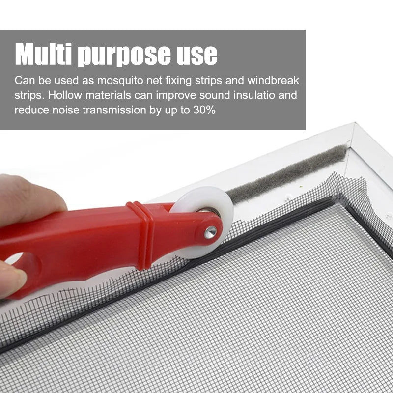 ruban fixation moustiquaire adhésif gris pratique utilitaire 30m 4mm 4.5mm set ciseaux tournevis