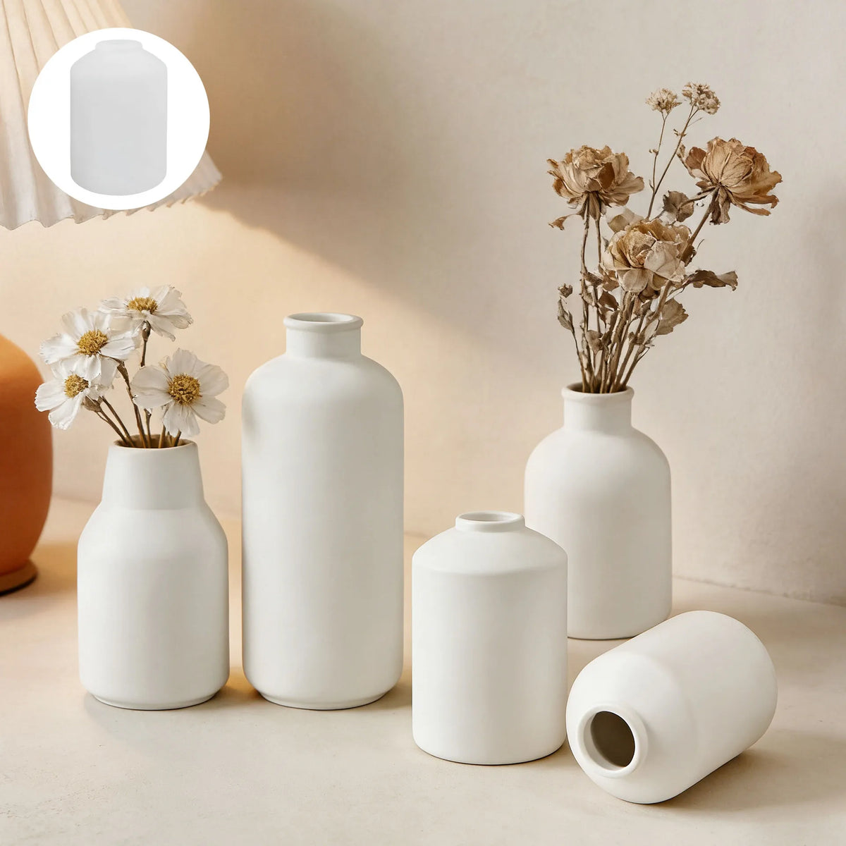 moule silicone diy vase blanc moderne minimaliste décoration artisanal fleur sèche