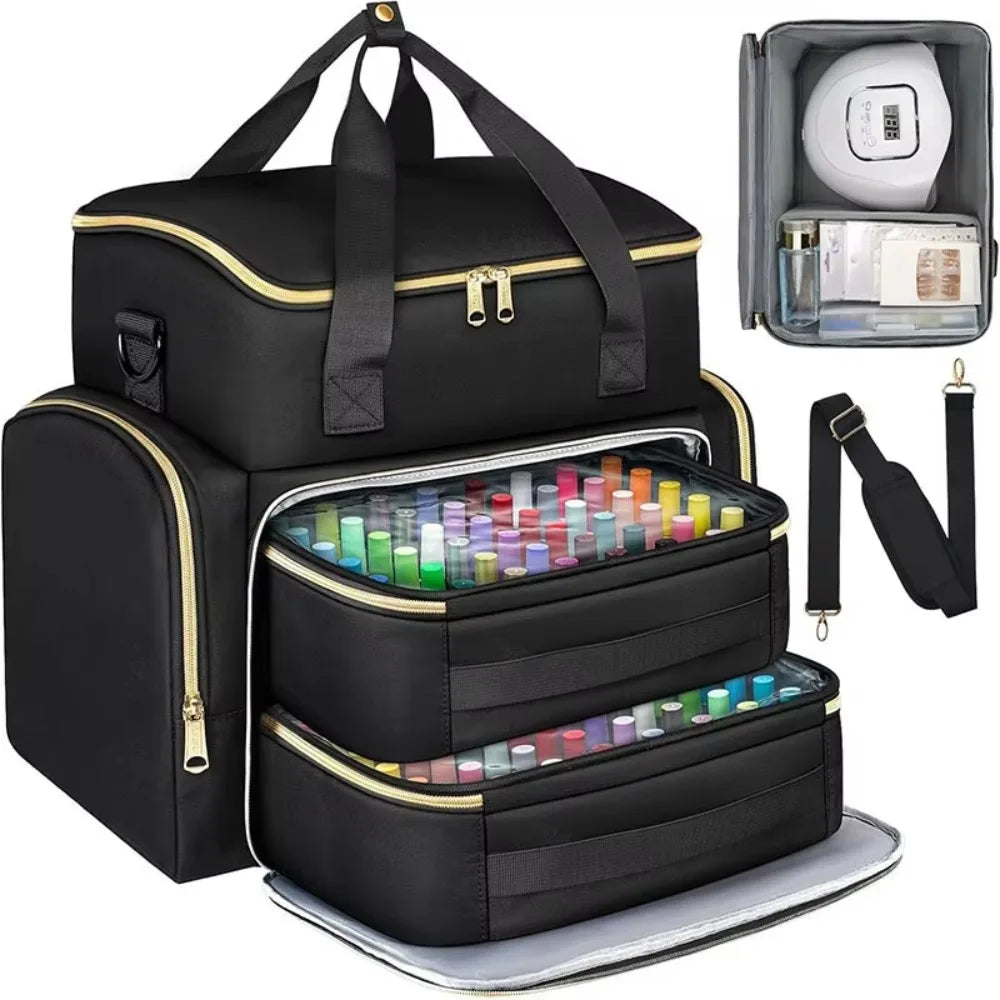 sac cosmétiques grand rangement vernis ongles pochette amovible bandoulière portable tissu polyester