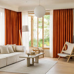rideau moderne orange uni polyester épais coupe vent isolation sonore extérieur salon chambre