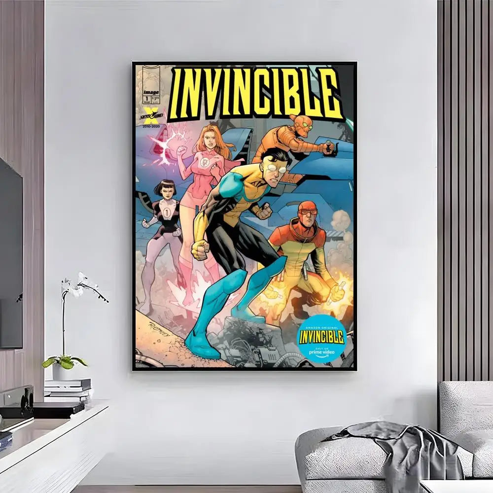 affiche invincible comics multicolore personnages dynamique moderne cadre fácil appliquer decoration
