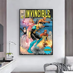 affiche invincible comics multicolore personnages dynamique moderne cadre fácil appliquer decoration