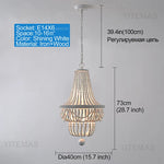 lustre vintage blanc bleu gris bois lumières chaîne métallique