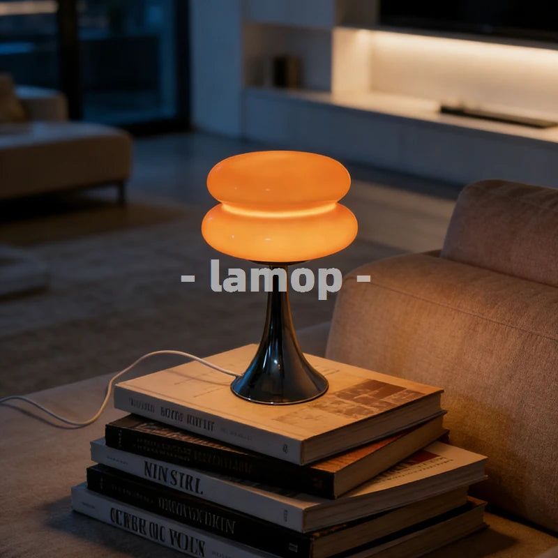 lampe table moderne verre orange opale flux lumineux 60 nordique sans marque