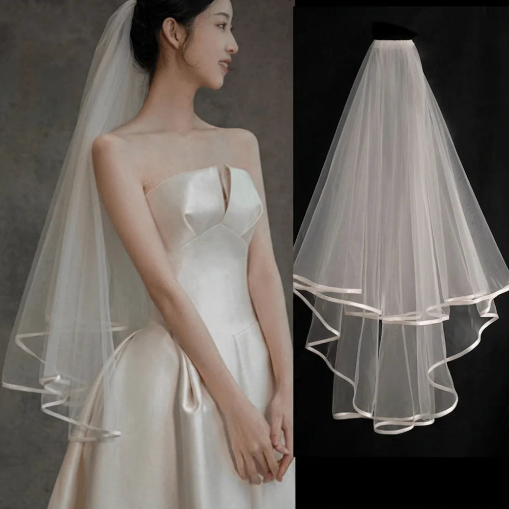 voile mariée blanc translucide classique comb métallique accessoire mariage photo femme