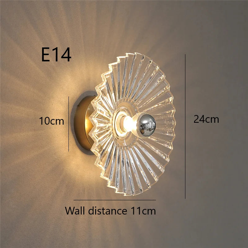 lampe murale moderne transparente dorée rayures fines ampoule led éclairage quotidien fixation élégant flux