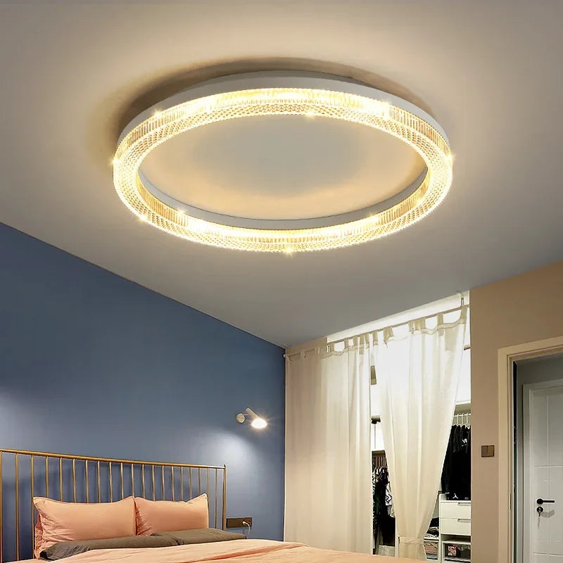 plafonnier led moderne doré blanc strass certifications flux lumineux autonome