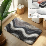 tapis gris noir blanc rayures ondulées moderne antidérapant polyester imperméable