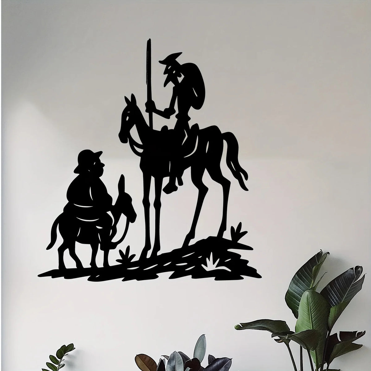 décoration murale métal noir silhouette personnages chevaux artiste folklorique rustiqueintérieur chambre salon