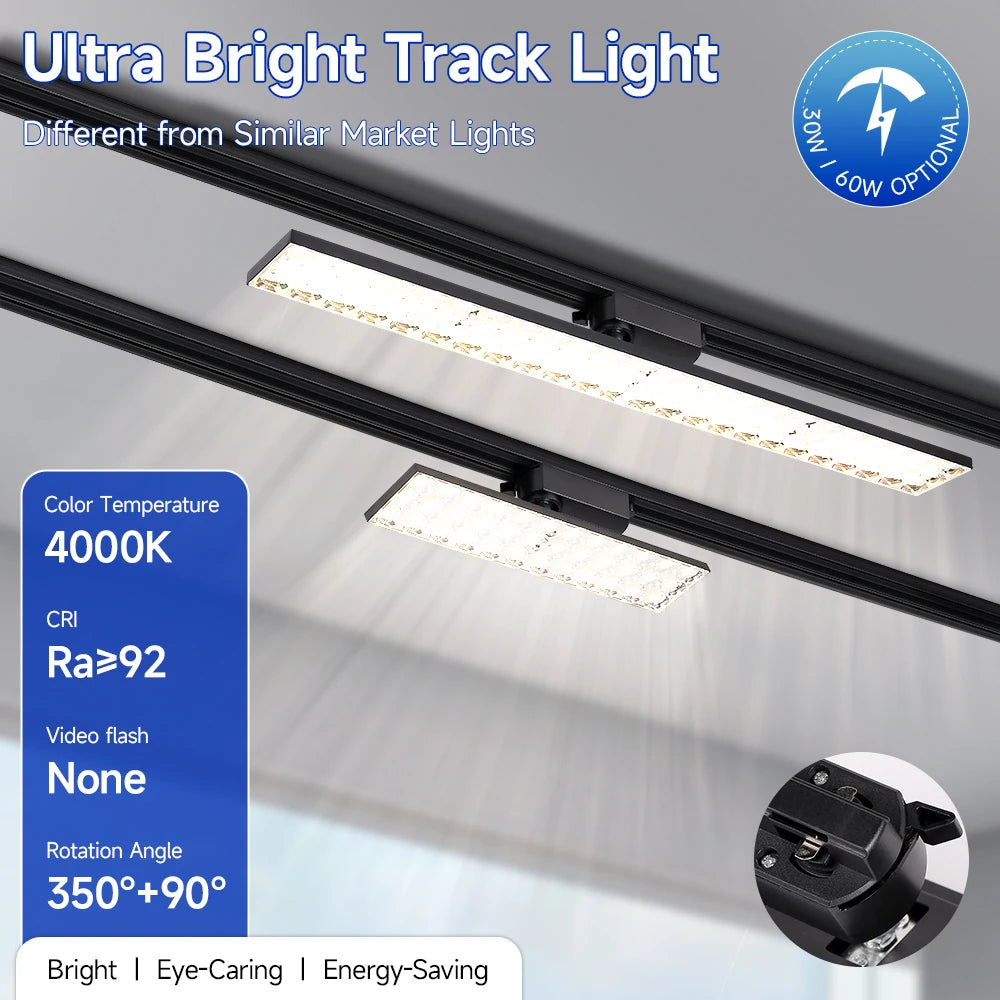 projecteurs led rail noir moderne 30w 60w 30cm 60cm facile certifiés cecccrohs