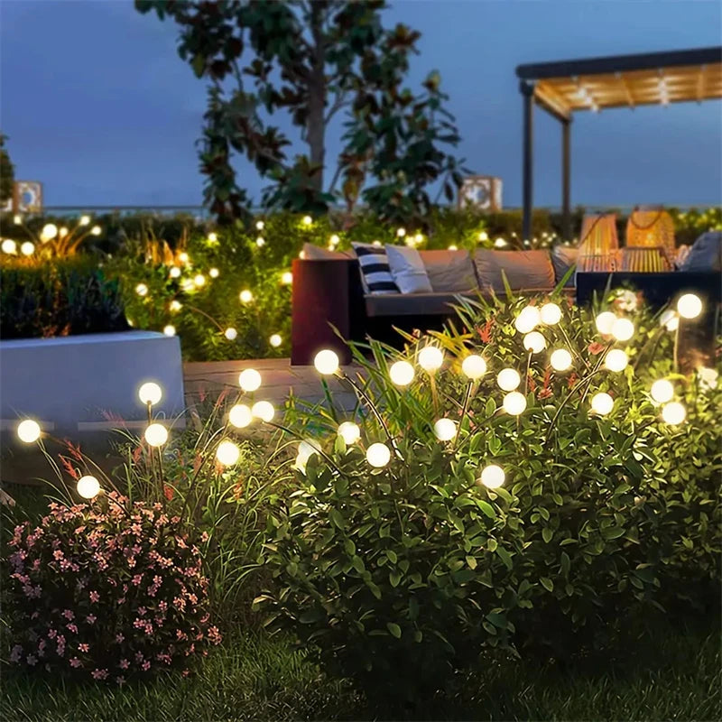 lumières solaires guirlande lumineuse multicolore boules sphériques extérieures jardin decoration moderne