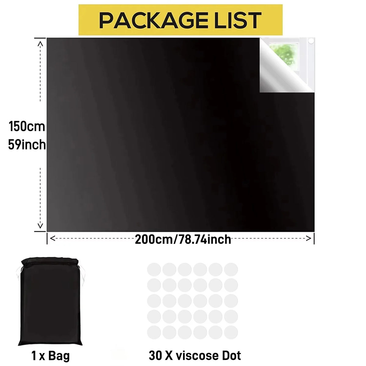 store rouleau noir opacité moderne 150x300cm adhésif rubans adhésifs sac rangement