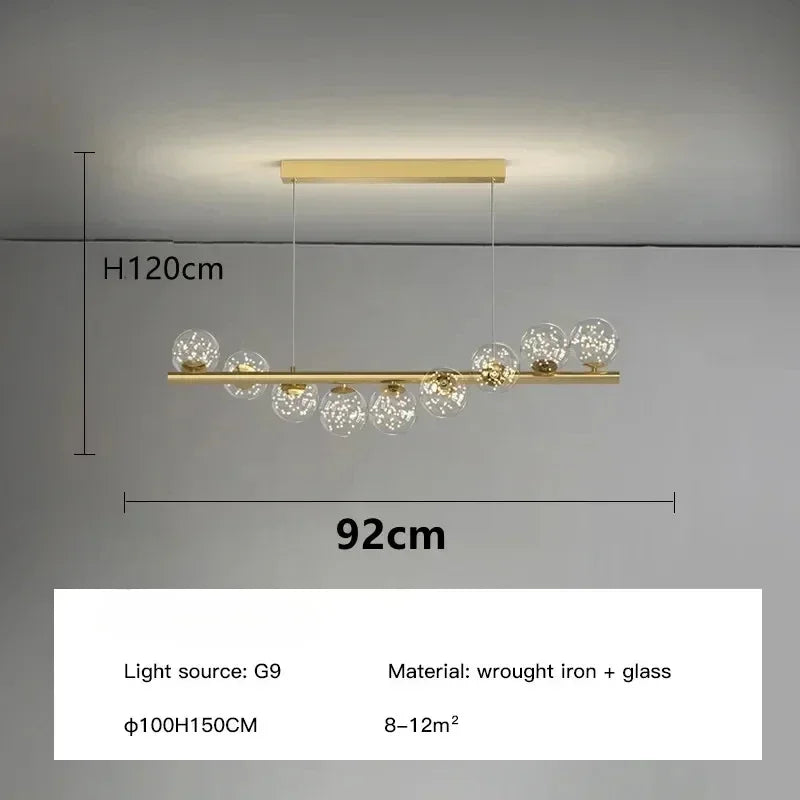 suspension lumineuse moderne boules translucides or blanc cuisine salon chambre