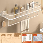 étagères murales salle bain blanc modernes adhésives sans perçage aluminium acrylique double niveau minimaliste