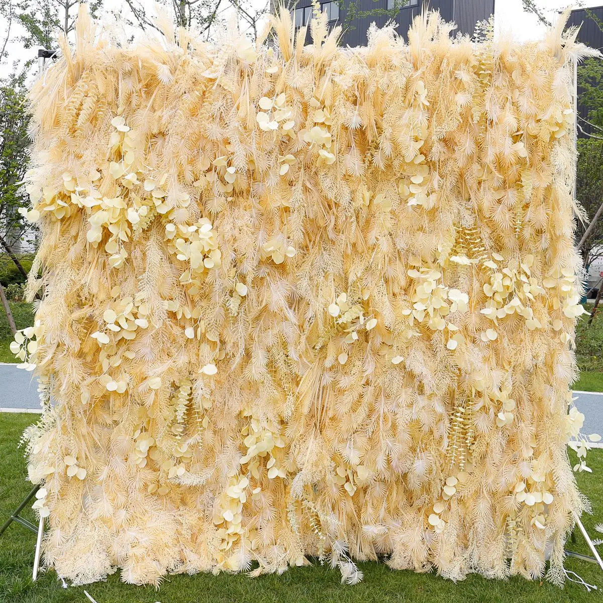panneau floral decoratif blanc rouge fleurs artificielles toile fond mariage mur fleurs decoratif